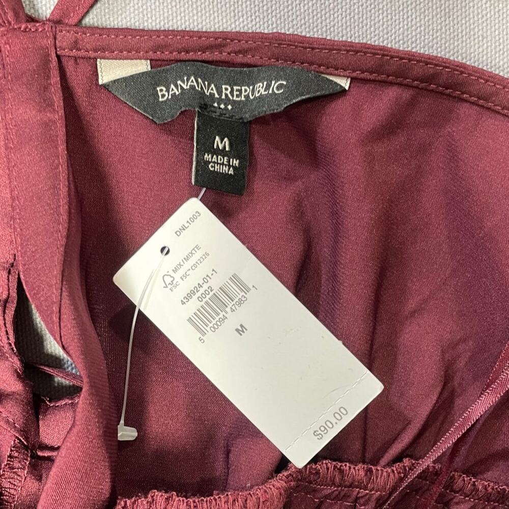 NWT Banana Republic Maroon Pleated Sleeveless Open X-Back Cami Tank Size Medium - Picture 3 of 5